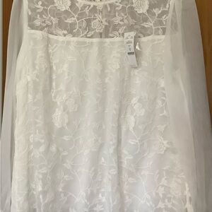 White House Black Market Ecru Lace Blouse